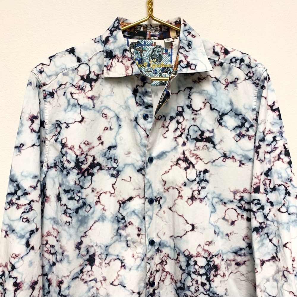 Robert Graham Marble Artwork Print Long Sleeve Button Shirt Classic Fit Size M - Picture 3 of 16